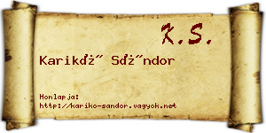 Karikó Sándor névjegykártya