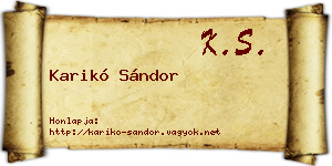 Karikó Sándor névjegykártya