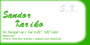 sandor kariko business card